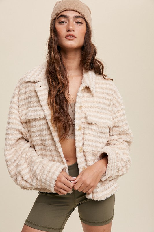 Getting Closer Shacket in Cream